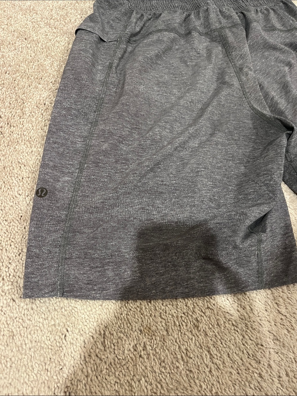 Men's Lululemon Pace Breaker Heather Gray Athletic Shorts with Red Drawstring - Picture 3 of 4